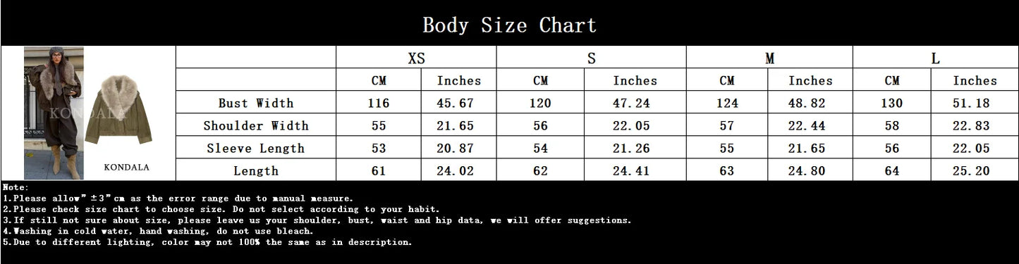 KONDALA Trendy Vintage Fur Collar Jacket Coat Women Elegant Double-breasted Suede Jacket 2026 Fall Winter High Street Jacket