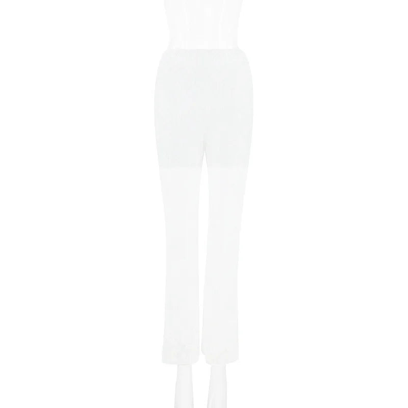 Calça feminina de renda  cintura alta, streetwear, sexy, vazada, feminina, casual, cintura elástica,moletom larga