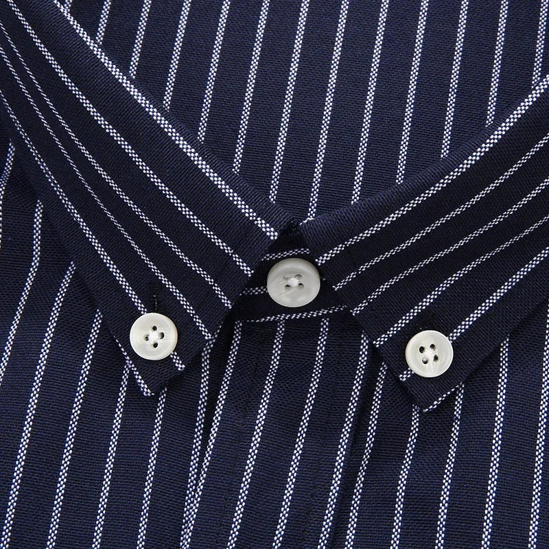 New Summer Men Striped Short Sleeve Shirt Men Dress Shirts Pure Color Business Work Button Up Shirt Big Social Korean Clothes