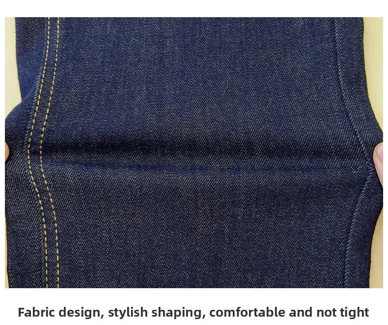 High-End Women's Straight Leg Jeans Loose Fit Spring Season Roll up Capri High Waist Denim Blue Flip  Thermal Regulation