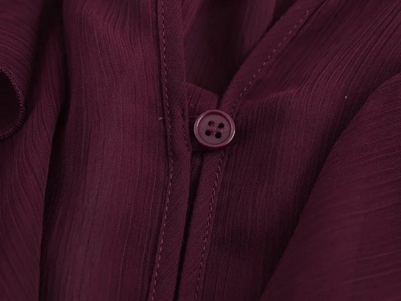 Blusas femininas com babados TRAF, blusas casuais semitransparentes, camisas e blusas femininas de manga comprida, estilo fada, para primavera, 2025