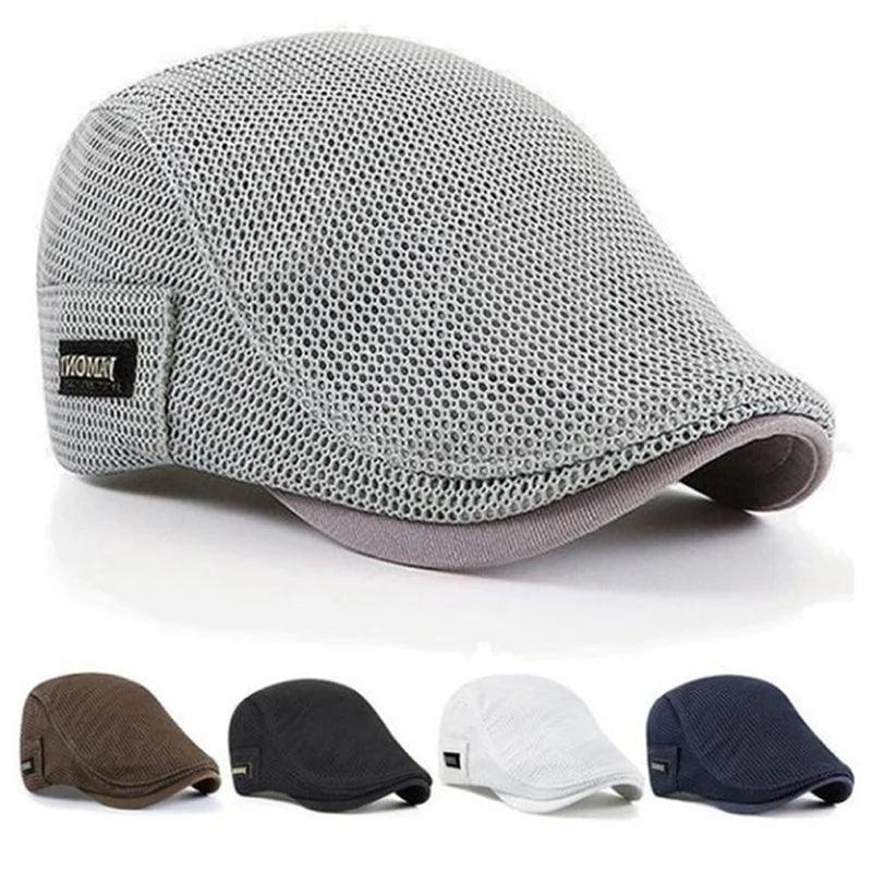 Mesh Breathable Beret Thin Section Sunscreen Sun Hat Cabbie Flat Cap Breathable Mesh Newsboy Beret Ivy Cap - CRAVO ROSE