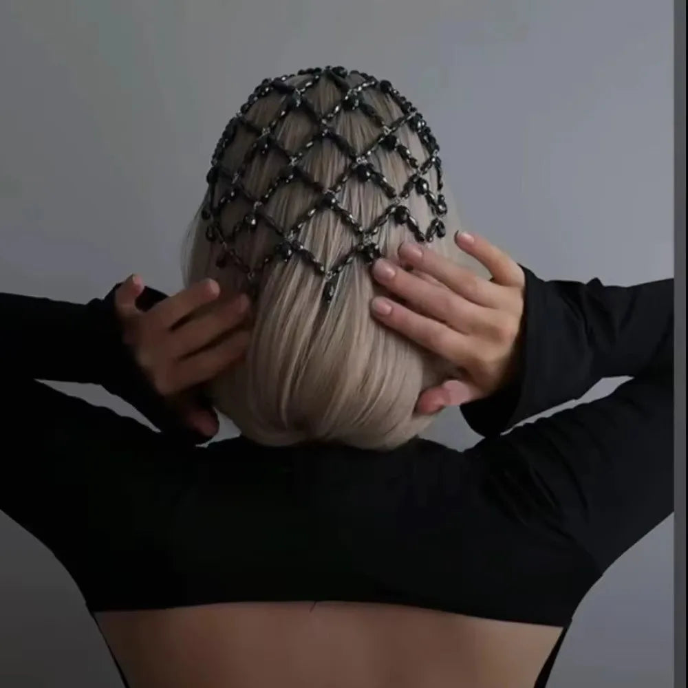 Fashion Rhinestone Pendant Hair Chain Black Bridal Forehead Chain Women Headwrap Wedding Gift