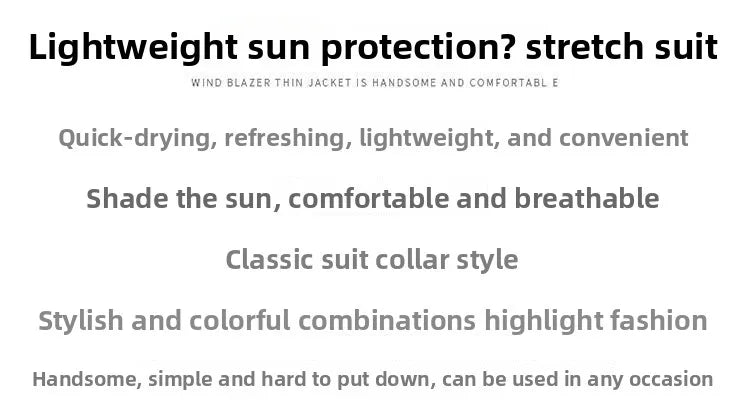 Linen Sun Protection Jacket Blazer - Men's Fashionable Business Casual Versatile and Comfortable Ice Sensation Breathable Blazer