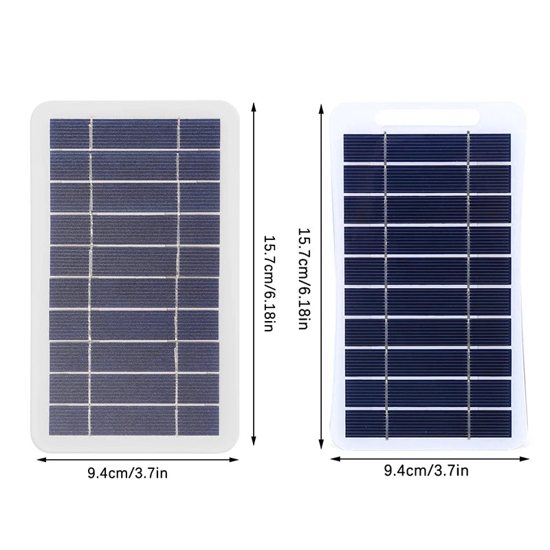 Painel solar de 2 W e 5 W com USB à prova d'água para caminhadas ao ar livre e acampamento, bateria portátil, carregador de celular, painel de carregamento de 5 V