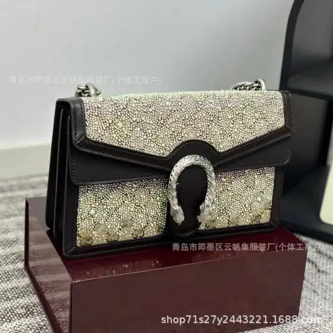 Bolsa original com diamante nas axilas Jacket1961 Bolsa de ombro único Bolsa de pão francês Bolsa Mini bolsa feminina de lona estilo retrô Han... - CRAVO ROSE