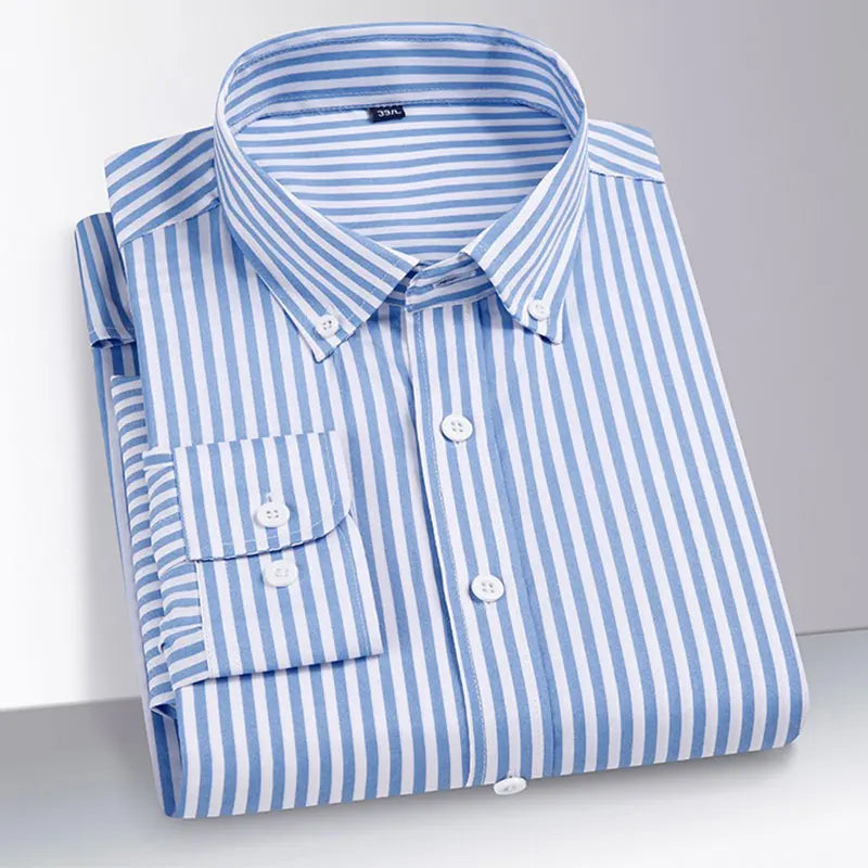 Camisa Social Masculina Listrada Manga Longa – Estilo Business Casual Elegante
