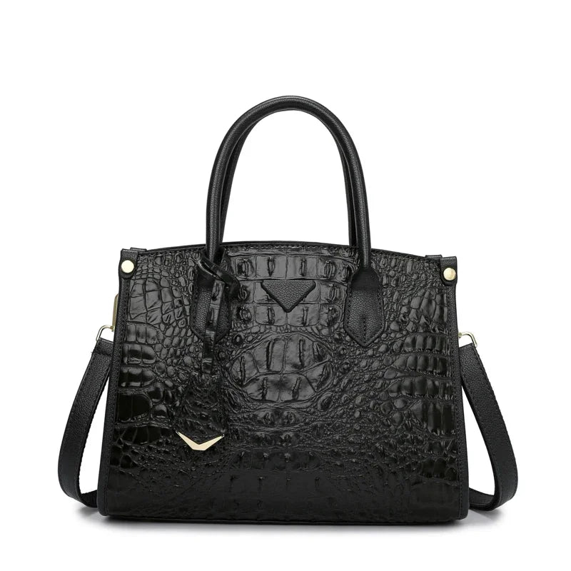 Women's Large Top-Handle Bag Vintage Crocodile Designer Shoulder Bag Quality Leather Crossbody Bag Messenger Commuter Sac A Main