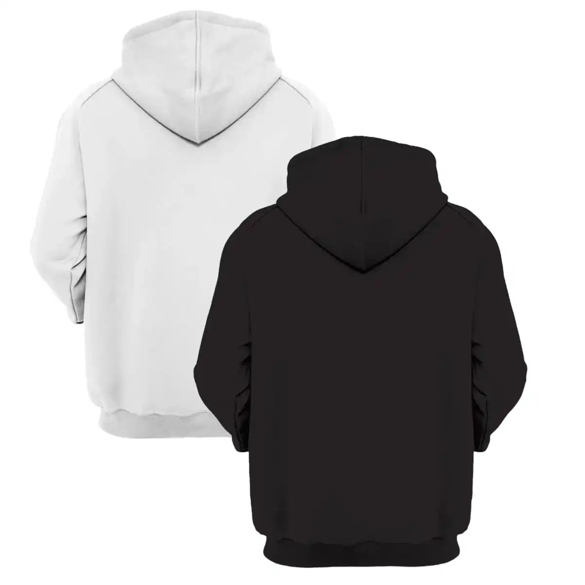 Kit With 2 Blouse Kangaroo Sweatshirt With Hood Unisex Black White