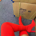 Botas femininas de cano alto, acima do joelho, meias elásticas de alta qualidade, botas para festa, sexy, salto de 9 cm, sapatos