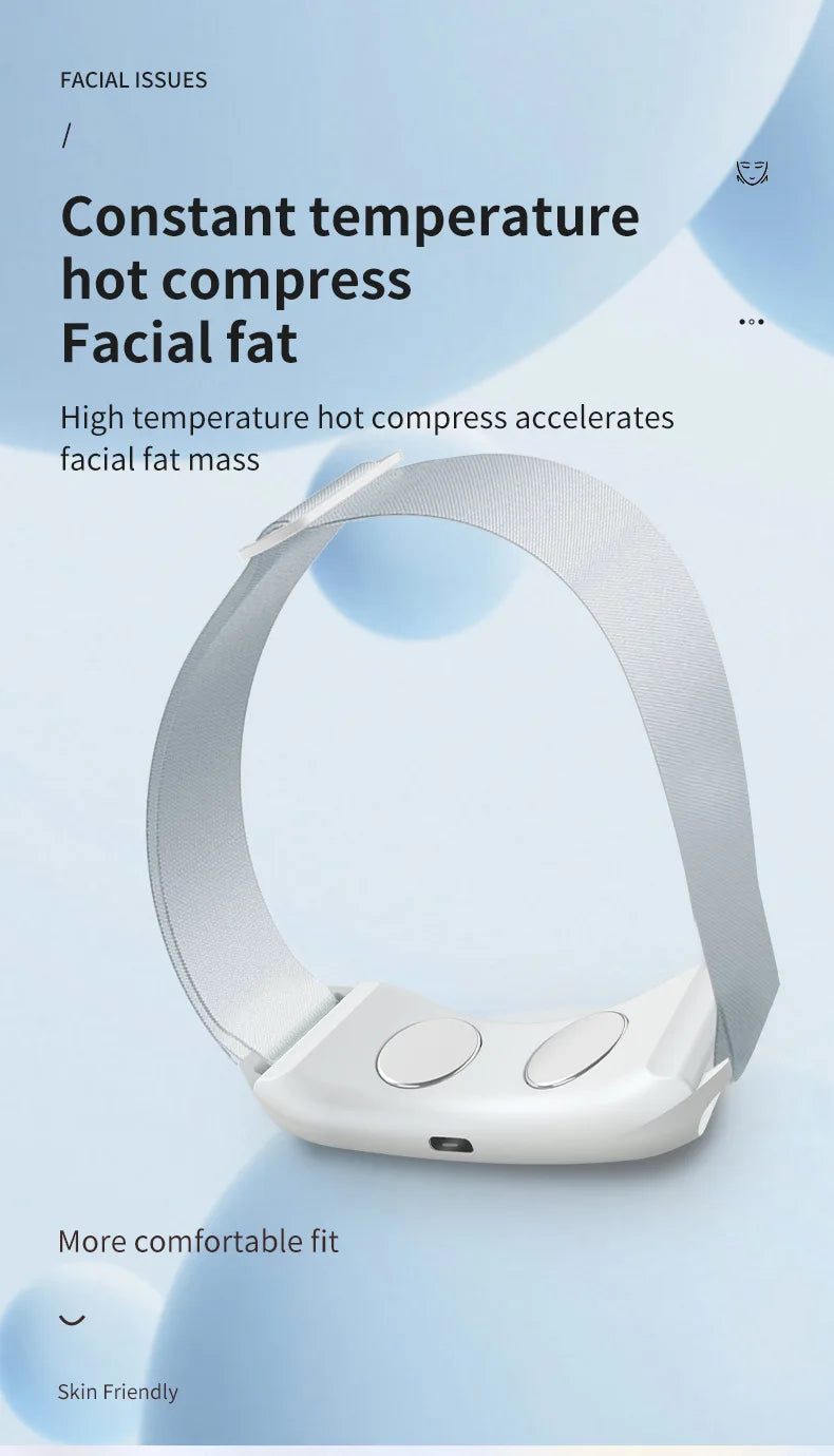 Removedor de queixo duplo, vibração, queixo para cima, massageador facial em V, levantador facial EMS, dispositivo de beleza, cinto modelador de lifting facial em V