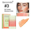 Paleta de blush 3 em 1 com mudança de temperatura para lábios e bochechas, bastão de blush com mudança de temperatura para produtos de maquiagem, paleta de cosméticos em bastão para rosto