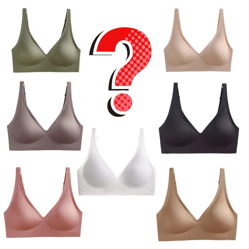 Seamless Women Underwear Sexy V-neck No Steel Ring Small Chest Gathered Adjustable Support  Small Comfortable Thin Top Bra