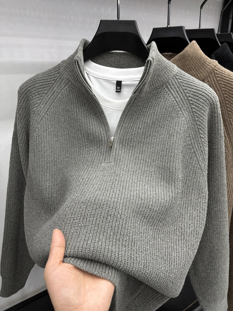 Men's Sweater Half Zipper Winter Thick Korean Edition Casual Loose Stand Up Collar Undercover
