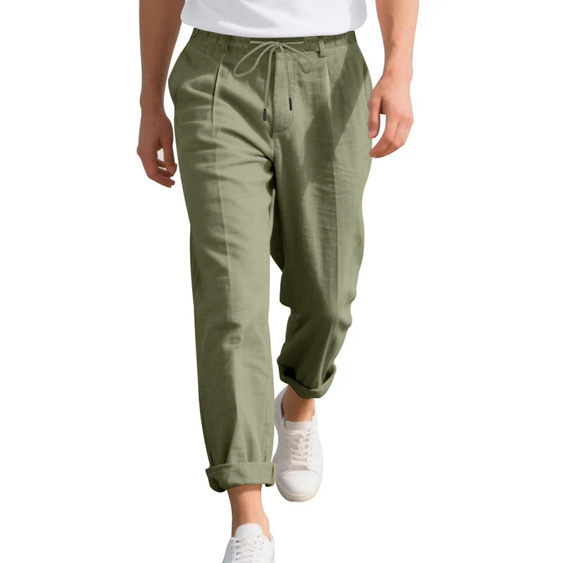 Men's Loose Casual Loose Straight Linen Naples Gurg Breathable Pants Men Clothing Trousers Traf Homme Pantalones Sweatpants