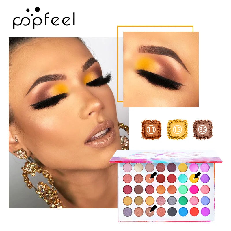 Paleta de sombras POPFEEL Color Studio, altamente pigmentada, 40 tons matte e brilhantes, à prova d'água e fácil de misturar