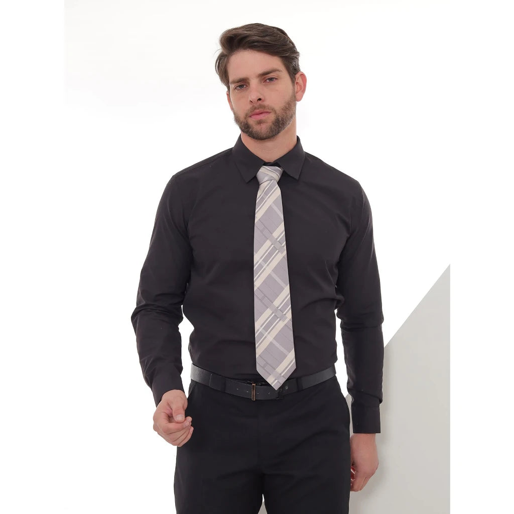 Men's KIT 2 Pieces-Black Slim Social Shirt and Slim Blue Social Shirt Baby