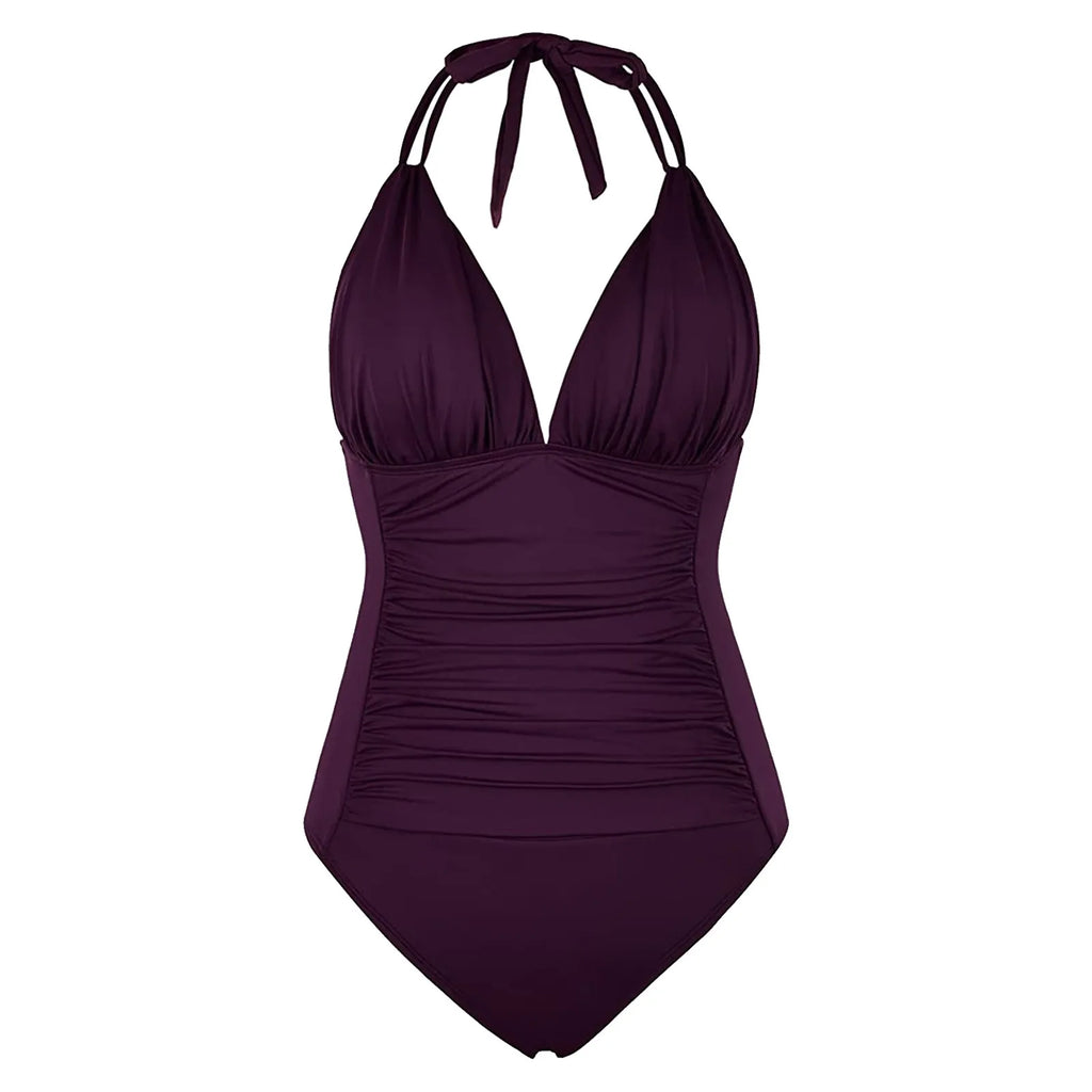 Women's One-piece With Chest Pad Without Steel Bra Swimsuit Solid Color   Swimsuit купальник женский nuevo en conjuntos a juego