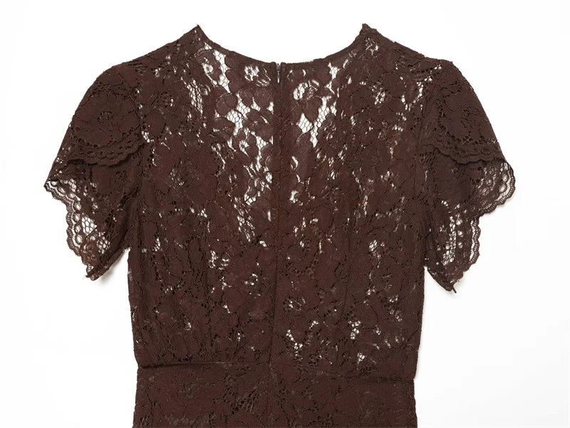 Women's Dress 2026 Summer New Solid Color Short Sleeve V-neck Lace Waistband Long Dress Elegant and Stylish Fashionable