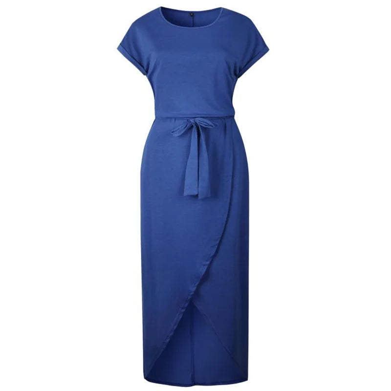 2023 Summer Beach Maxi Dress Women Floral Solid Short Sleeve Shirt Dress Casual Sexy Bandage Dress Robe Femme Vestidos Plus Size