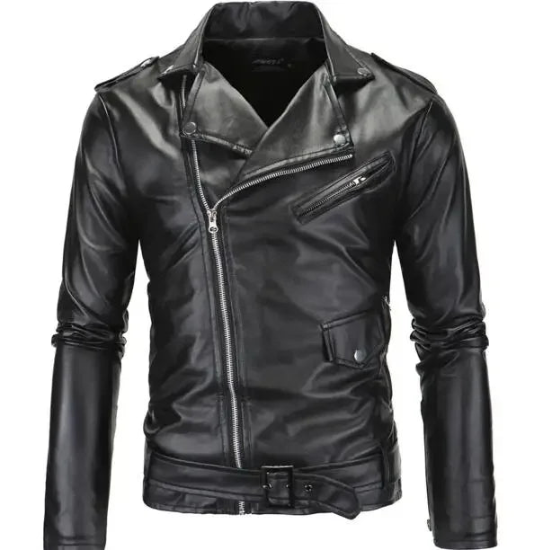 Jaquetas de couro masculinas para motocicleta, zíper oblíquo, slim, nova moda, couro sintético, camurça, casacos casuais, jaquetas de couro 4XL