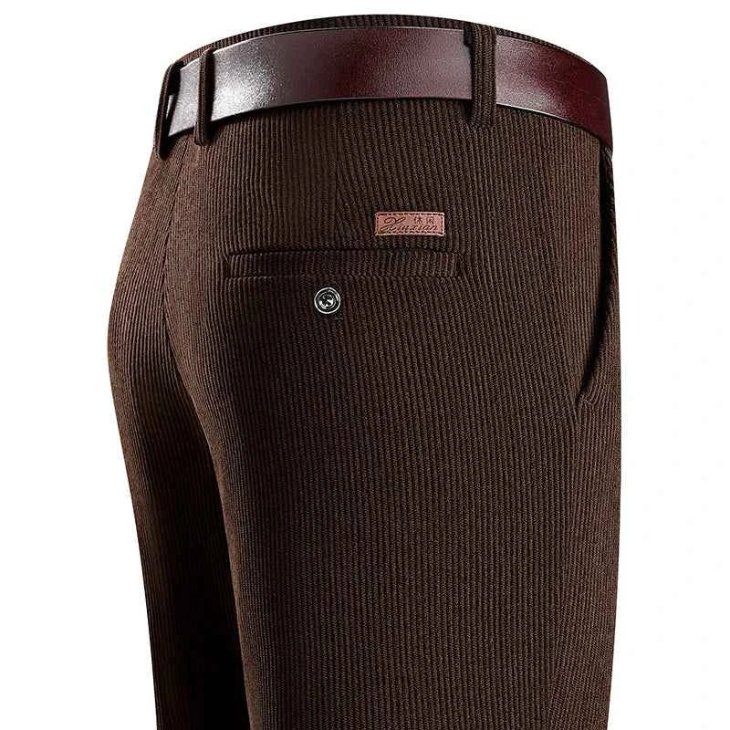 Mens Business Casual Pants Corduroy Suit Pants Autunn Formal Dress Pants Brown Navy Khaki 29-42