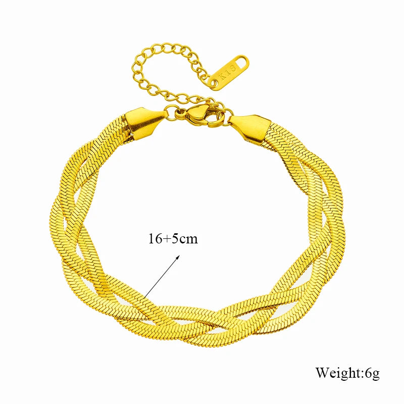 DIEYURO 316L Aço Inoxidável 3 em 1 Crossover Snake Corrente Colar Pulseiras Para Mulheres Menina Nova Moda Conjunto de Jóias À Prova D'água