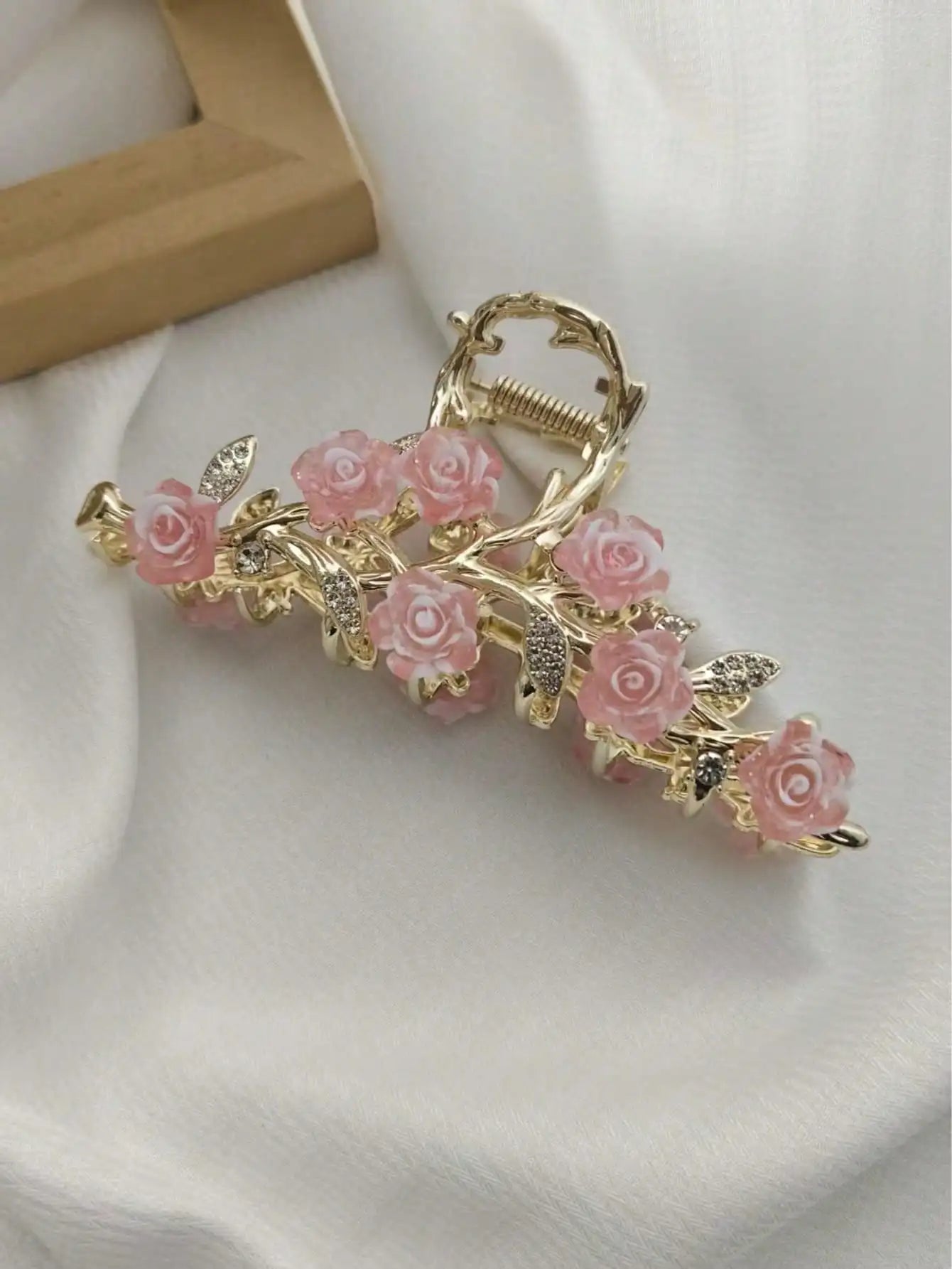 1 Pcs Fashion Plucked Rose Rhinestone Pearl Tassel Hair Claws For Women Girls Party Hair Accessories