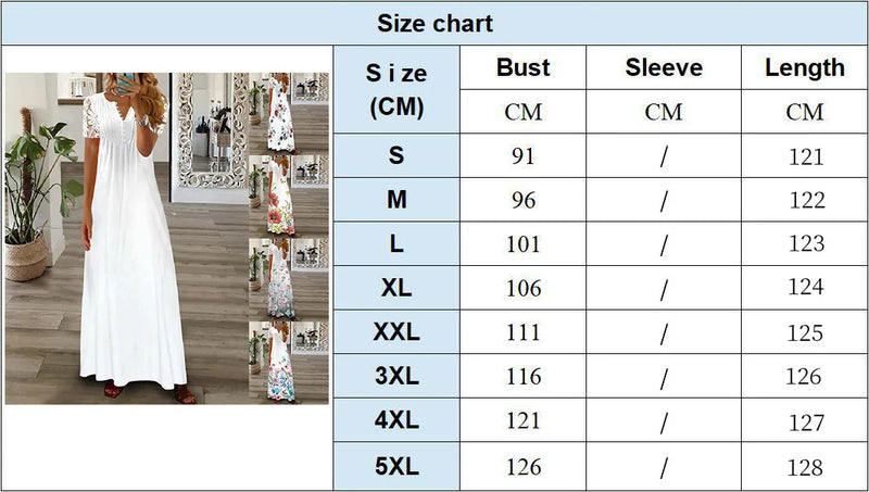 Spring Summer Women's New Fashionable Printed V-neck Sexy Lace Lace Patchwork Single Breasted Long Casual Comfortable Dress