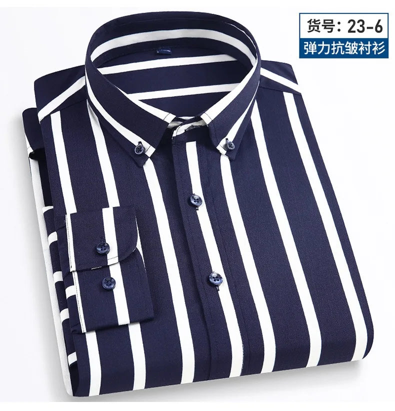 Camisa Social Masculina Listrada Manga Longa – Estilo Business Casual Elegante