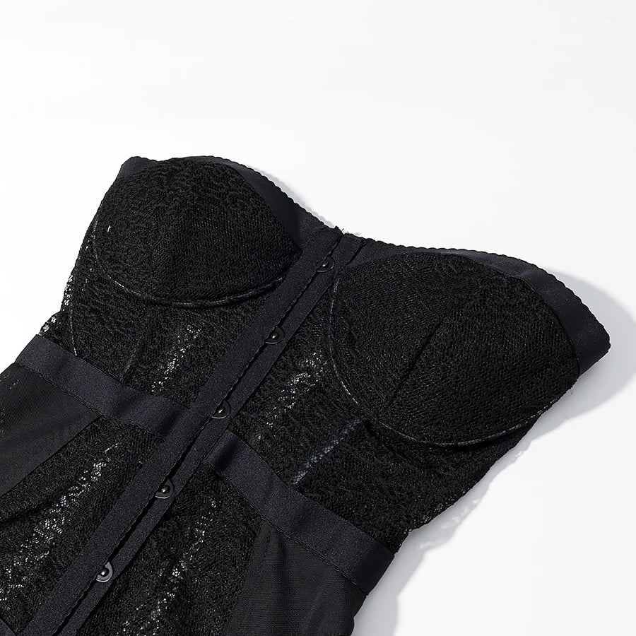 Women's Slim Fit Bandage Vest Top European Style Polyester Fabric Fishbone Strapless Outerwear Short Length Single Button