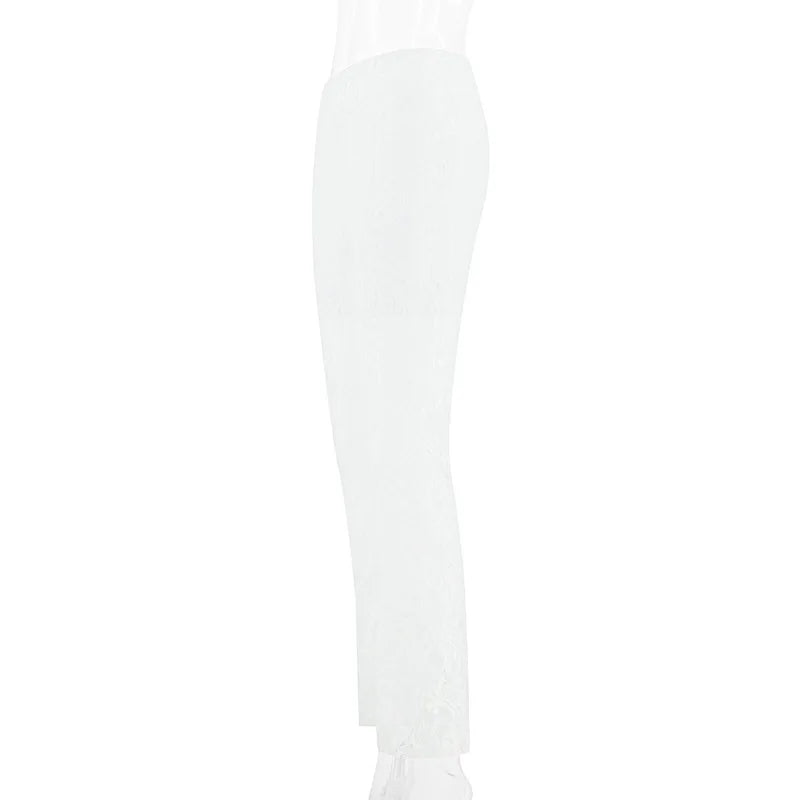 Calça feminina de renda  cintura alta, streetwear, sexy, vazada, feminina, casual, cintura elástica,moletom larga