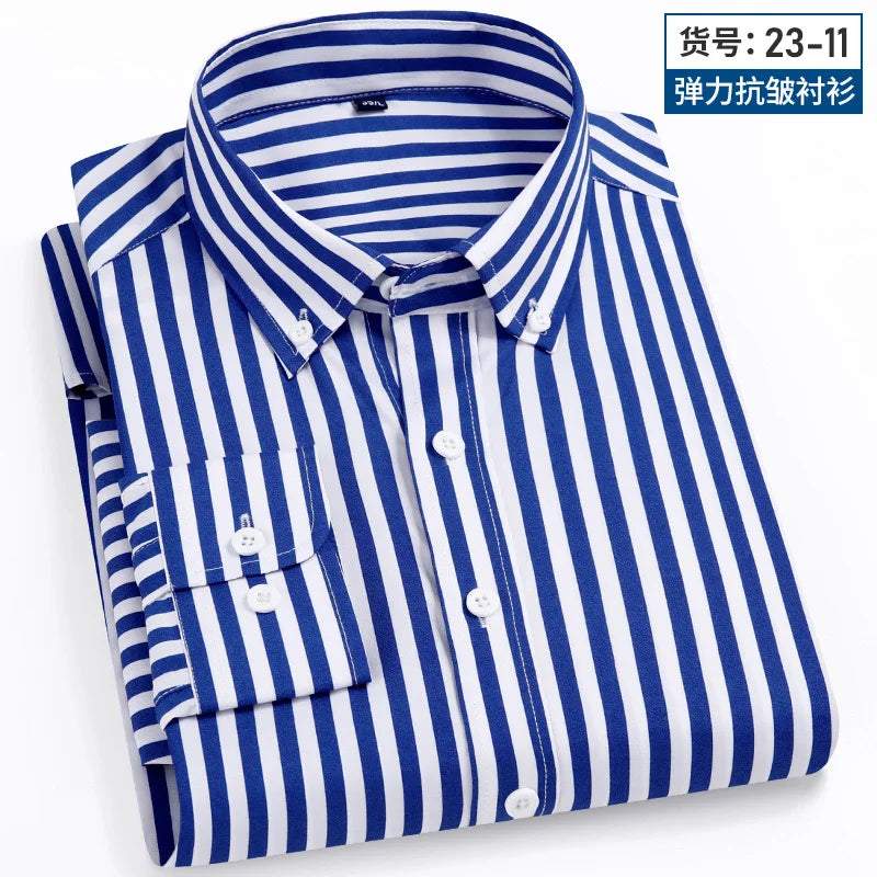 Camisa Social Masculina Listrada Manga Longa – Estilo Business Casual Elegante