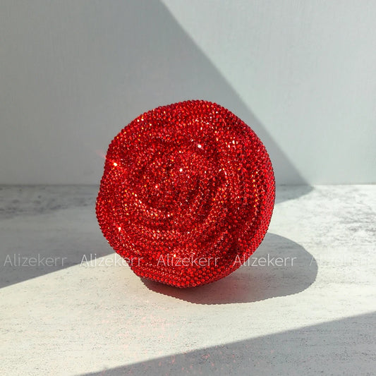 Alizekerr rosa em forma de diamante sacos de noite boutique feminino lindo strass flor bolsas embreagem e bolsas festa casamento - CRAVO ROSE