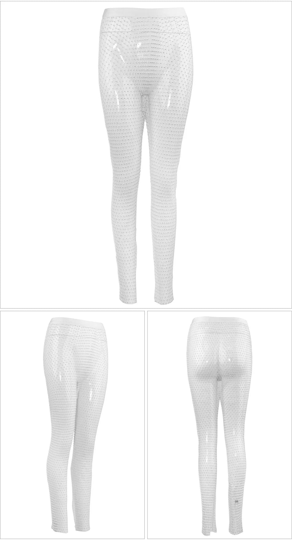 Sparkle Diamante Fishnet Wide Leg Trousers Crystal Mesh Flare Pants High Waisted Rhinestone Split Hem Leggings