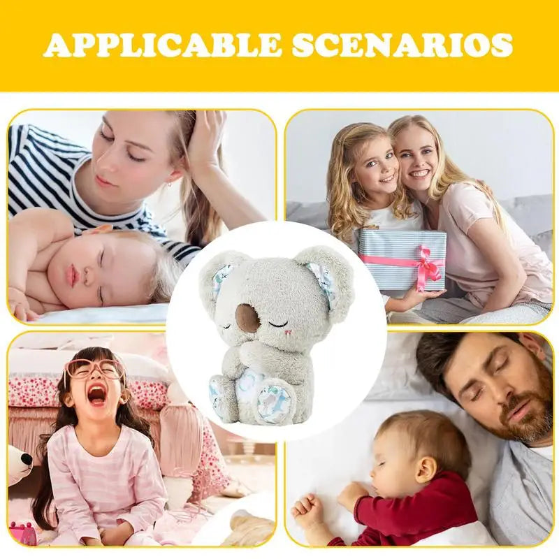 Kawaii Koala Brinquedo de Pelúcia Musical Calmante Bebê Companheiro de Dormir Boneca de Som e Luz Movimento de Respiração Brinquedos de Urso Koala Presentes