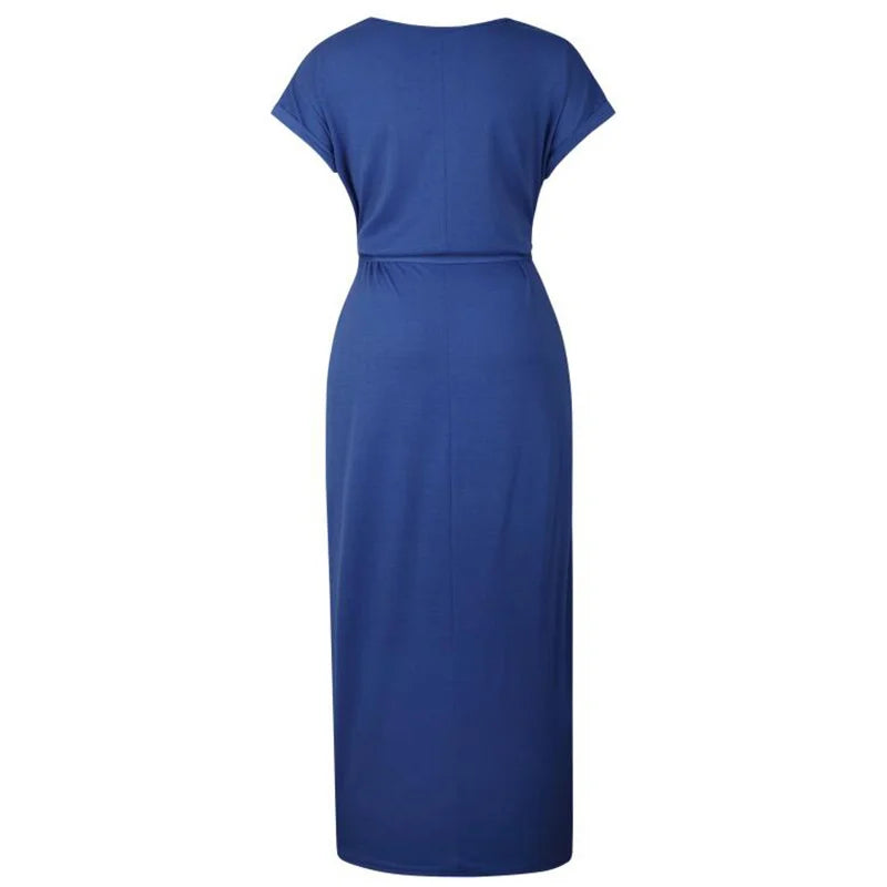 2023 Summer Beach Maxi Dress Women Floral Solid Short Sleeve Shirt Dress Casual Sexy Bandage Dress Robe Femme Vestidos Plus Size
