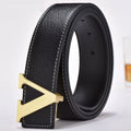 Temperamento Cinto Masculino de Negócios com Letras de Metal e Botão Versátil Decorativo Jeans Vestido Cinto Masculino de Negócios
