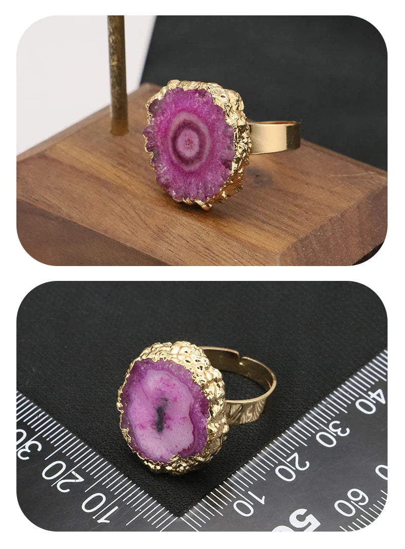 GLSEEVO Green Natural Stone Adjustable Rings For Women Trend Romantic Jewelry Gifts Ideas For Women Wedding Accessories