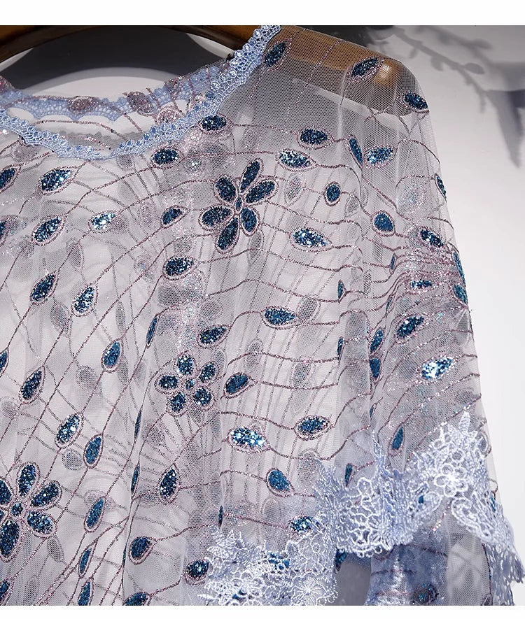Capas e xales elegantes para mulheres, casaco solto com bordado, colete de renda, bolero, acessórios, casaco para festa, roupa externa WZ2375