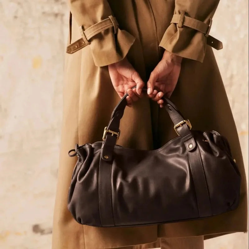 Women's Crossbody Simple Handbag Commuter Shoulder Boston Bag Stylish Versatile Work Bag Soft Polyester Interior