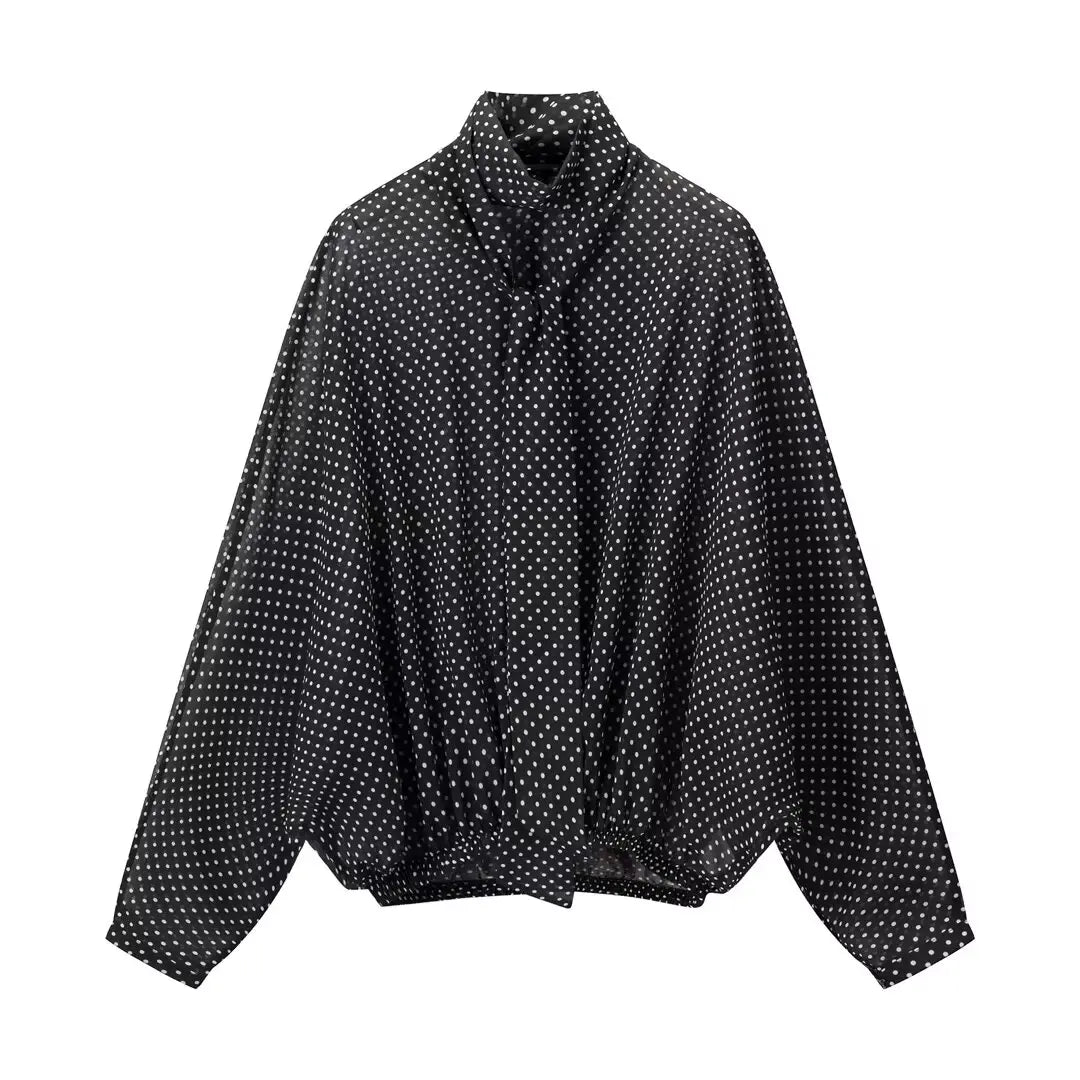 CharmChant Women's Polka Dot Sheer Chiffon Oversized Shirt & Maxi Skirt 2 Piece Set Spring 2026 Retro Elegant Chic Party Outfits