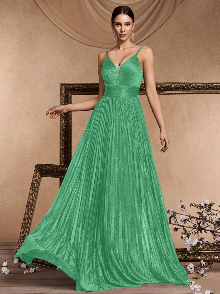 Elegant A-line Evening Dresses Luxury Floor Lenght Backless Formal Deep V-neck Women Caicktail Wedding Party Gowns