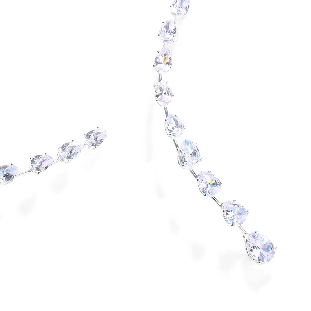 Stonefans Fashion Zircon Pendant Choker Water Drop for Women Vintage Clavicle Chain Crystal Collar Necklace Bridal Jewelry Gift