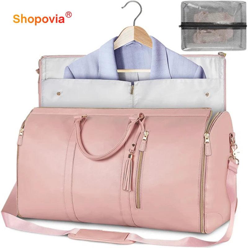 2024 Fashion Large PU Folding Suit Storage Bag Women High Capacity Luggage Handbag Travel Sport Outdoor Multi Function Organizer - CRAVO ROSE