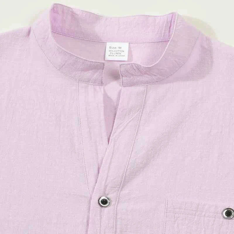 Men's Lightweight Shirts Long Sleeve Henley Cotton Linen Shirts for Male Beach Hawaiian V-neck Top Breathable Polo Shirts top