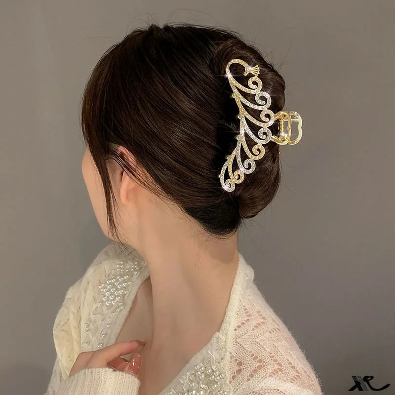 2025 Must-Have! Elegant Gold Hollow Geometric Hair Claw, Vintage Women's Hair Clip, Headband Hairpin & Crab Hair Accessory