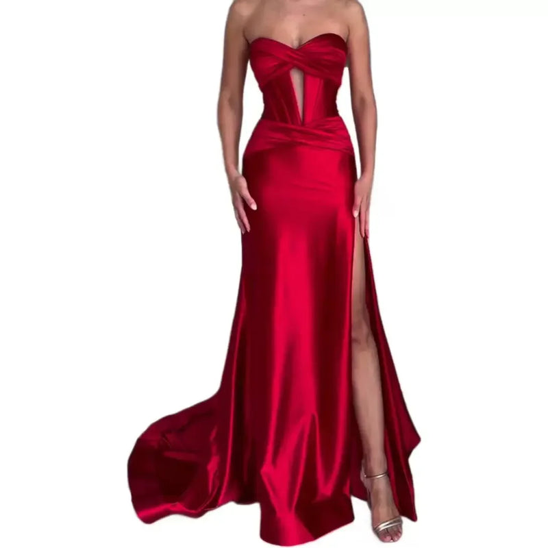 Elegant Long-Sleeve Wrap Chest One-Collar High-End Dress For European And American Occasions Wedding Party Gowns Bridesmaid Dres