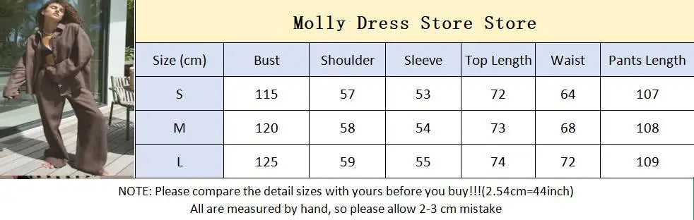 Conjunto casual de calças retas e soltas, moda primavera e outono, manga comprida, camisa de botão único, roupa chique