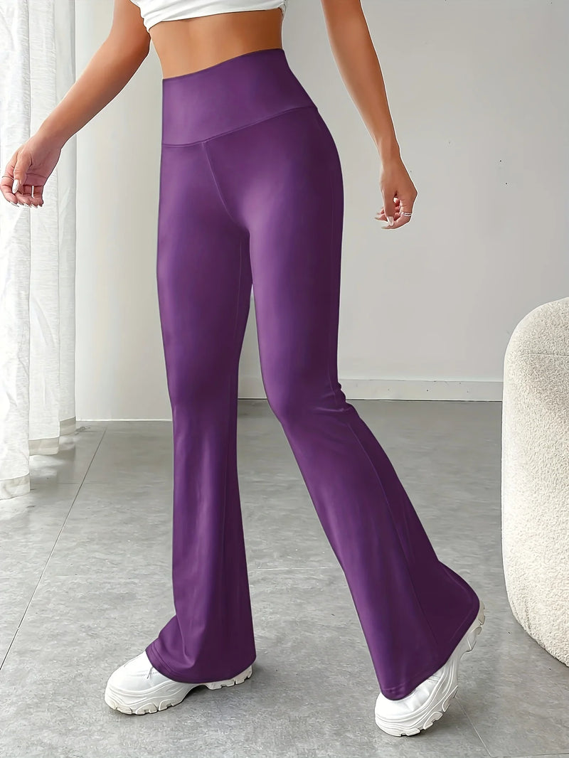 Calça legging justa de ioga da moda, casual, cintura alta, boca larga - Roupas femininas para primavera e verão, leggings de ioga